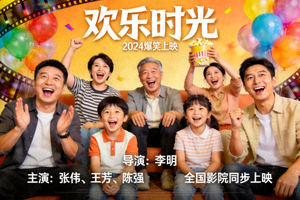 喜剧电影《欢乐时光》海报：多人欢笑场景